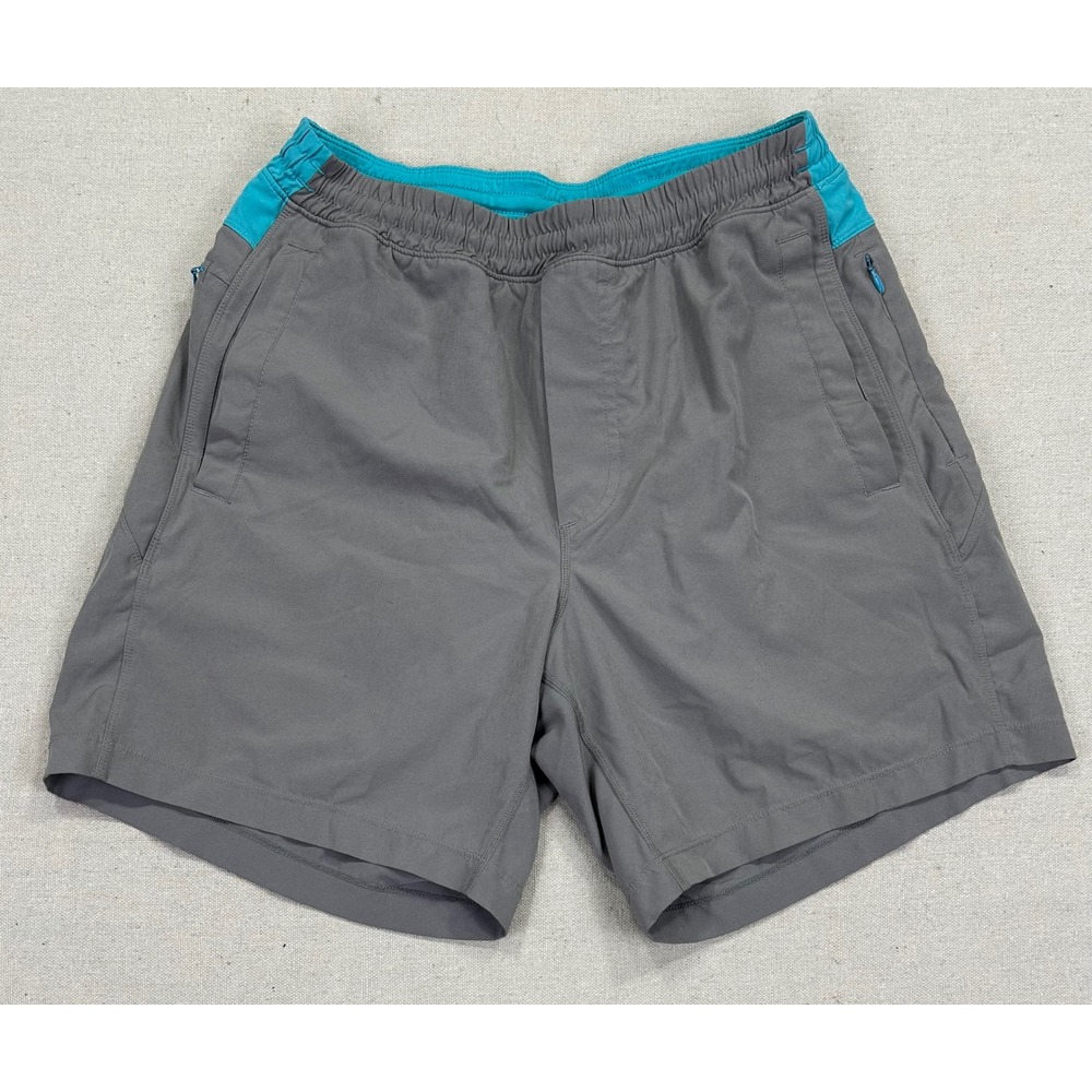 Birddogs Mens Medium Swim Gym Shorts Grey Teal Classic Boom Integrated‎ Liner